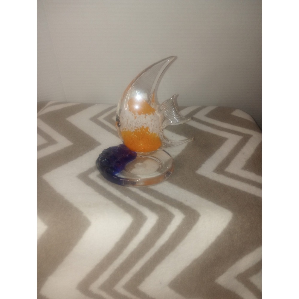 Party light Tropical Angel Fish Blown Glass Tea Light Candle Holder